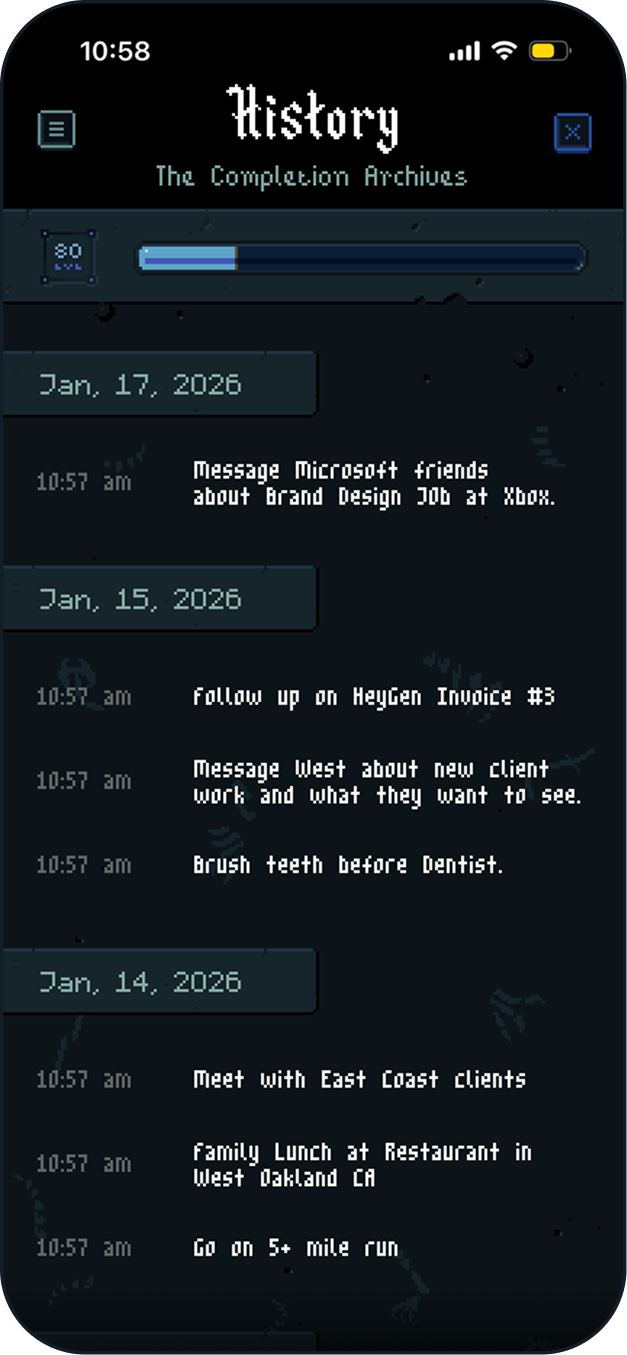History app screen