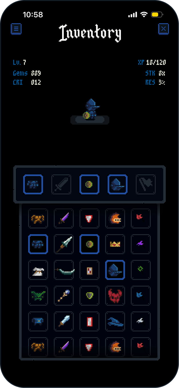 Inventory app screen