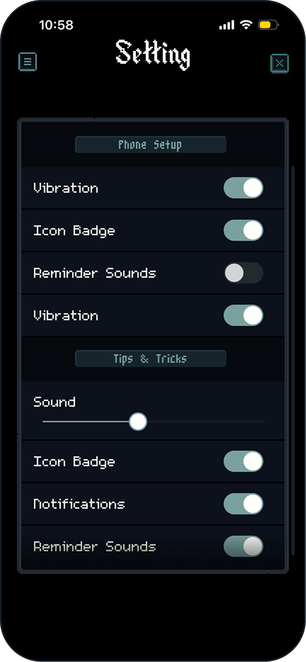 Settings app screen